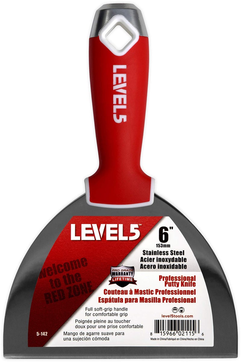 Level-5 LEVEL5 Drywall Finishing Hand Tool Kit | 5, 6 Inch Joint Knives, 10, 12 Inch Taping Knives, 14 Inch Mud Pan | Stainless Steel Blades, Soft Grip Handles | Sheetrock Gyprock Plasterboard | 5-600 - Image 5